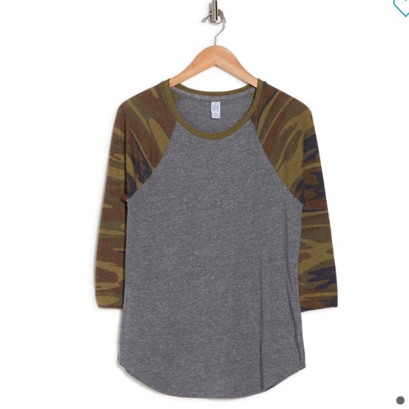 Alternative 3/4 Sleeve Baseball Tee Camo Mixed - Picture 3 of 5